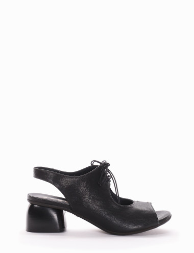 High heel sandals heel 5 cm black leather