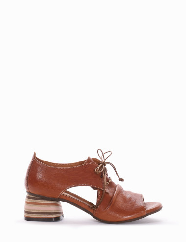 Sandalias de tacón alto tacón 5 cm marrón cuero