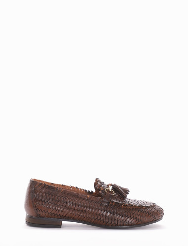 Mocasines tacón 1 cm marrón oscuro cuero