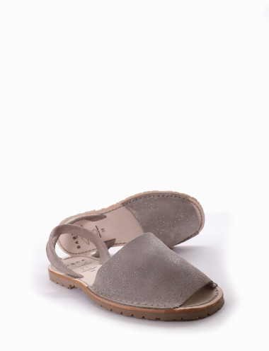 Espadrillas tacón 1 cm plata cuero