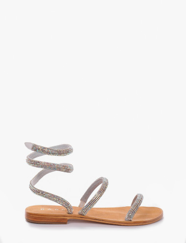 Low heel sandals heel 1 cm white leather