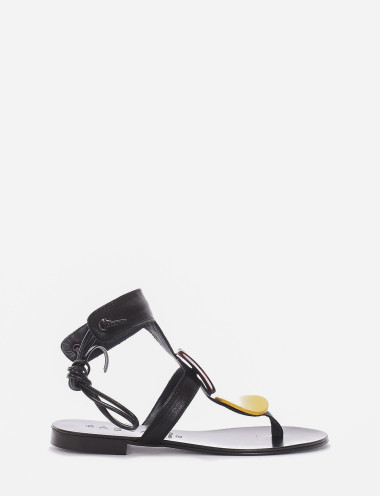 Chancletas tacón 1 cm negro cuero