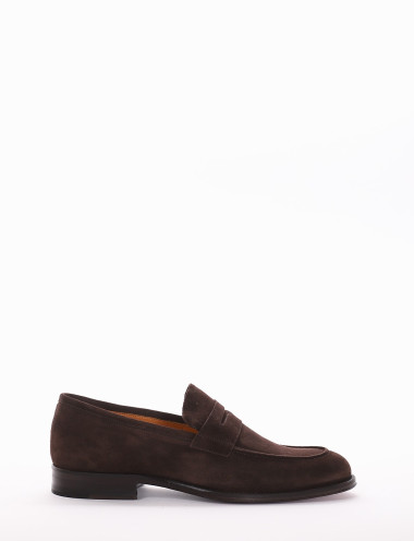 Mocasines tacón 2 cm marrón oscuro ante