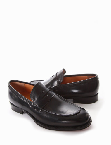 Mocasines tacón 2 cm marrón cuero