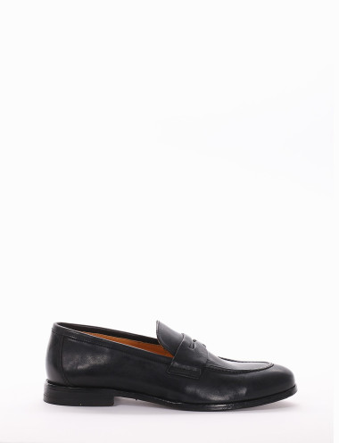 Mocasines tacón 2 cm negro cuero