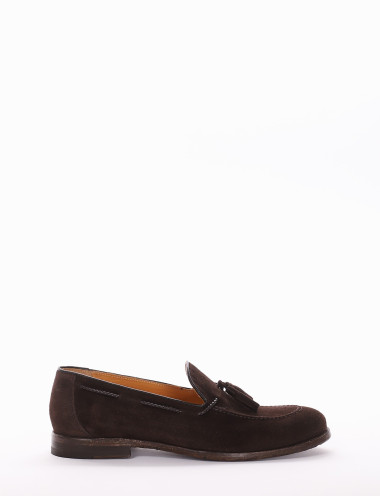 Mocasines tacón 2 cm marrón oscuro ante