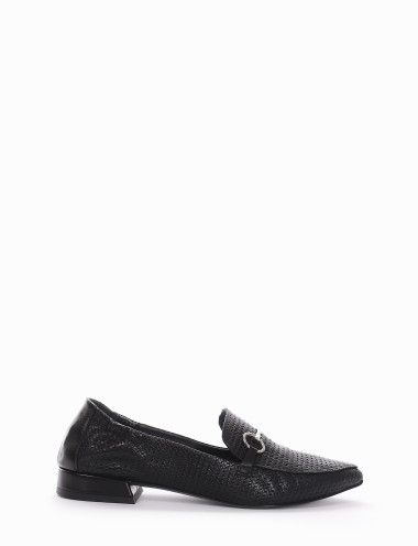 Mocasines tacón 1 cm negro cuero