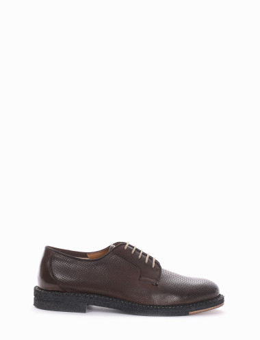 Atar tacón 2 cm marrón oscuro cuero
