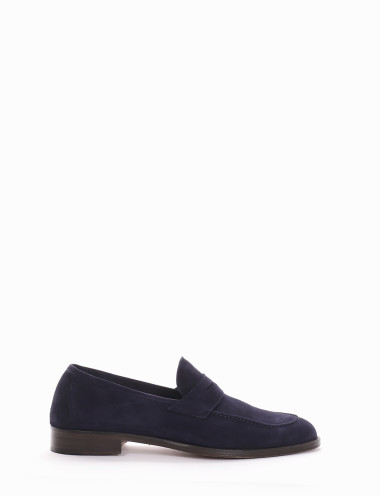 Mocasines tacón 2 cm azul ante