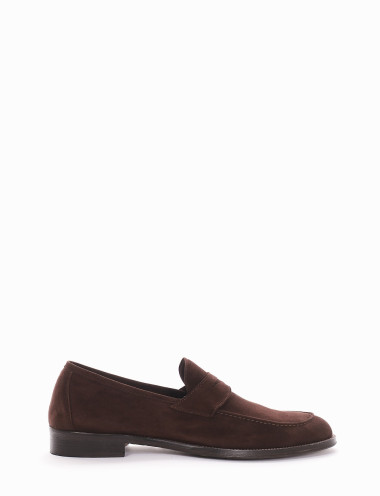 Mocasines tacón 1 cm marrón oscuro ante