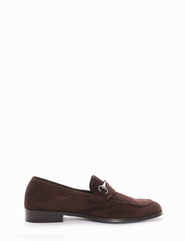 Mocasines tacón 2 cm marrón oscuro ante