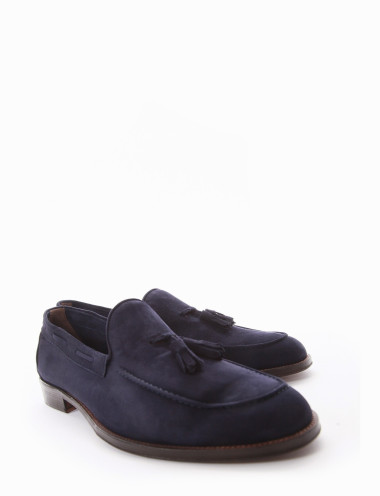 Mocasines tacón 2 cm azul ante