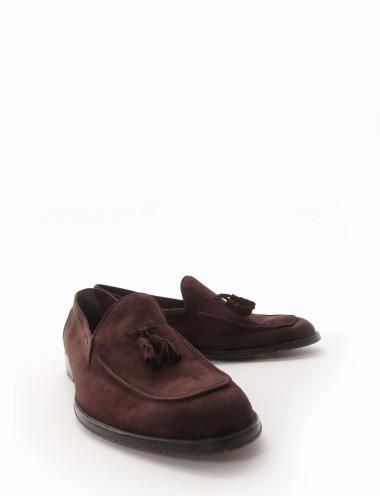 Mocasines tacón 2 cm marrón oscuro ante