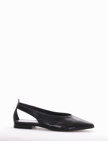 Bailarines tacón 1 cm negro cuero