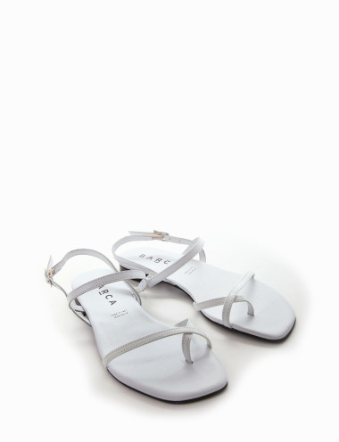 Chancletas tacón 1 cm blanco cuero