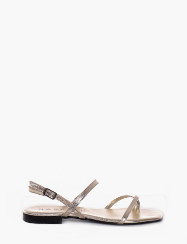 Chancletas tacón 1 cm oro cuero
