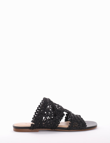 Zapatillas tacón 1 cm negro algodón