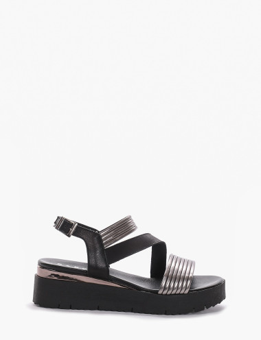 Sandalo zeppa tacco 5cm argento