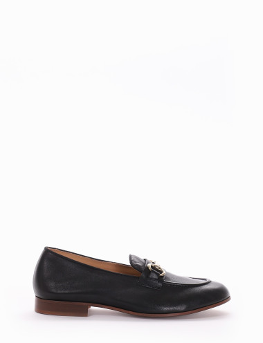 Mocasines tacón 1 cm negro cuero