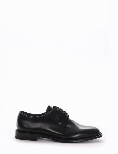 Lace-up shoes heel 1 cm black leather