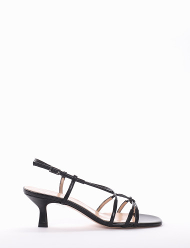 High heel sandals heel 5 cm black leather