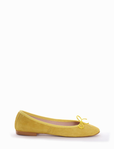 Bailarines tacón 1 cm amarillo ante