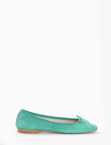 Bailarines tacón 1 cm verde ante