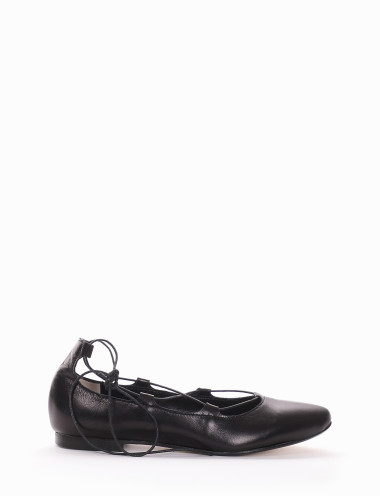 Bailarines tacón 1 cm negro cuero