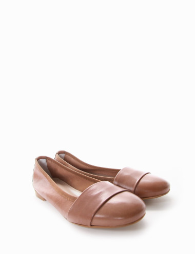Bailarines tacón 1 cm marrón cuero