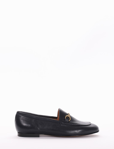 Mocasines tacón 1 cm azul cuero