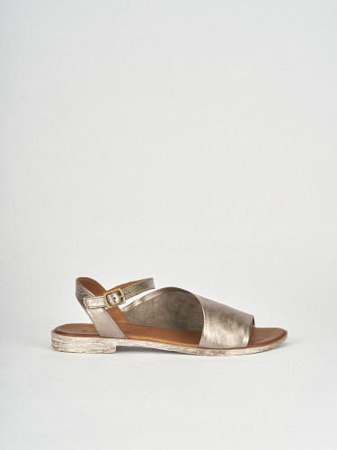 Low heel sandals heel 1 cm gold leather