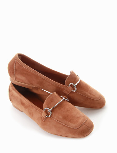 Mocasines tacón 1 cm marrón ante