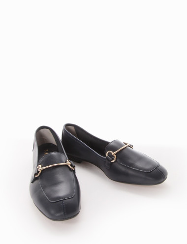 Mocasines tacón 1 cm azul cuero