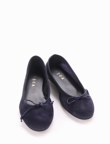 Bailarines tacón 1 cm azul ante