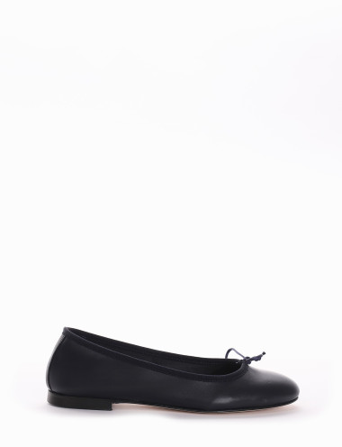 Bailarines tacón 1 cm azul cuero