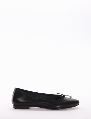 Bailarines tacón 1 cm negro cuero