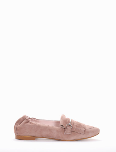 Mocasines tacón 1 cm beis ante
