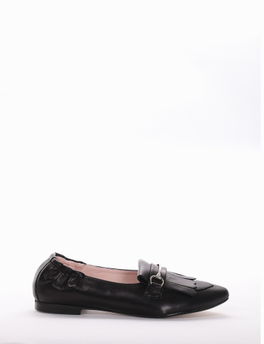 Loafers heel 1 cm black leather
