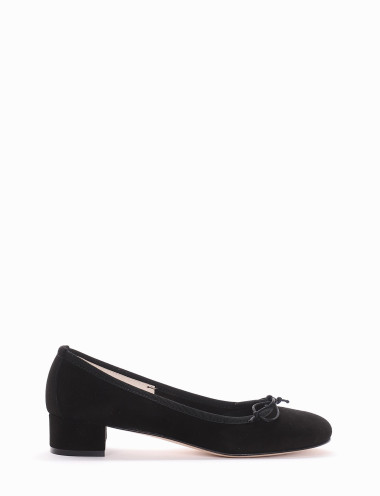 Bailarines tacón 4 cm negro ante