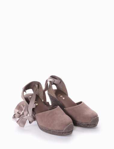 Espadrillas tacón 6 cm beis ante