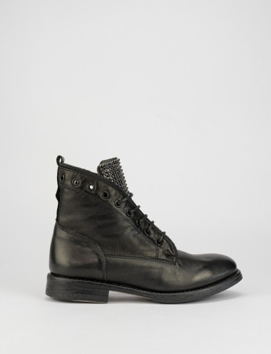 Combat boots heel 3 cm black leather