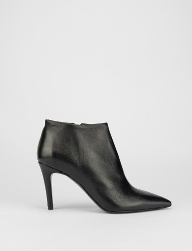 Botines de tacón alto tacón 8 cm negro cuero