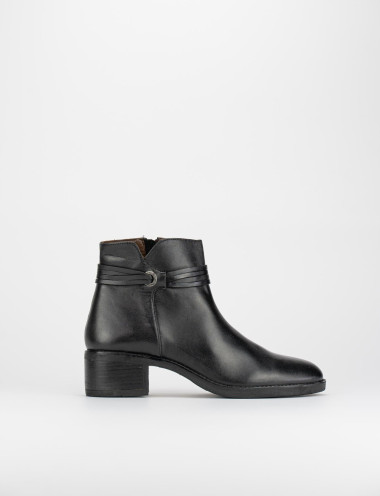Botines de tacón alto tacón 5 cm negro cuero