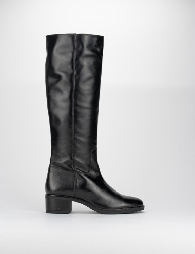 High heel boots heel 5 cm black leather
