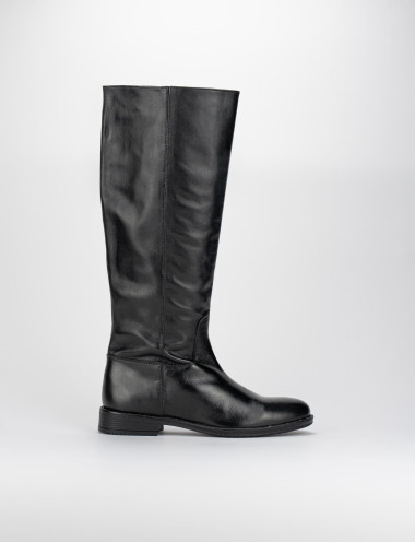 Botas de tacón bajo tacón 2 cm negro cuero