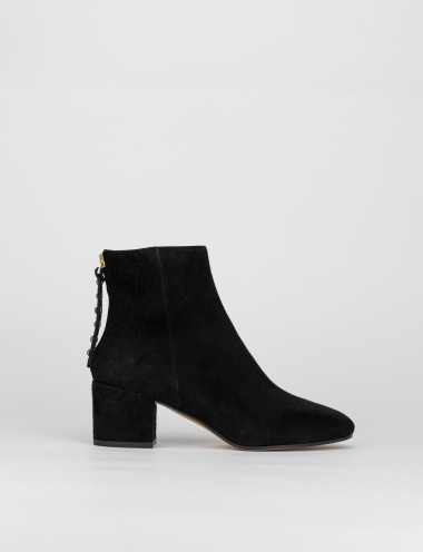 Botines de tacón alto tacón 5 cm negro ante