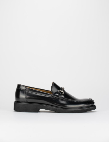 Mocasines tacón 2 cm negro cuero