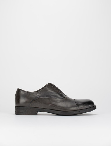 Zapatos de cordones tacón 2 cm gris cuero