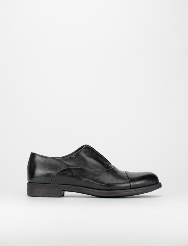 Zapatos de cordones tacón 2 cm negro cuero