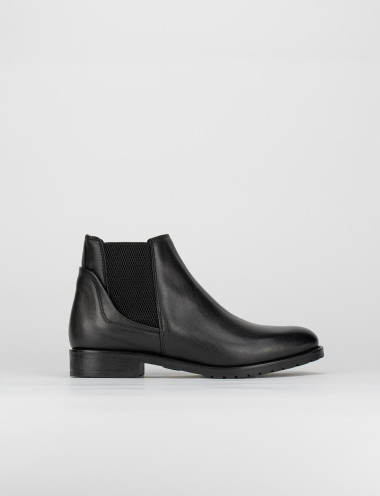 Botines de tacón bajo tacón 2 cm negro cuero